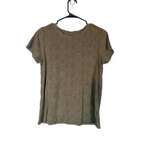 Athleta Olive Printed Short Sleeve Performance Casual Athletic Top Women Sz Med